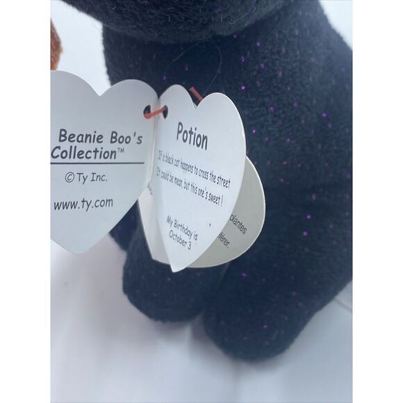 2018 Ty POTION Halloween Black Cat Beanie Boo 6” NEW - Picture 9 of 10